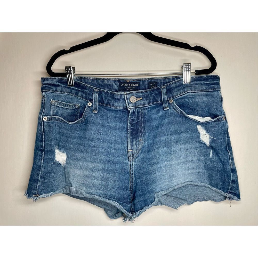 Lucky Brand Denim Shorts The Cut Off Distressed size 14